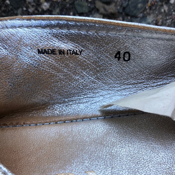 Prada Silver Leather Bow Detail Espadrilles Flats Size 40 EU - Picture 10 of 12